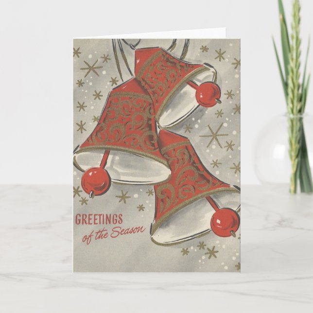 Weihnachtsglocken auf Silber Feiertagskarte (Vorderseite)