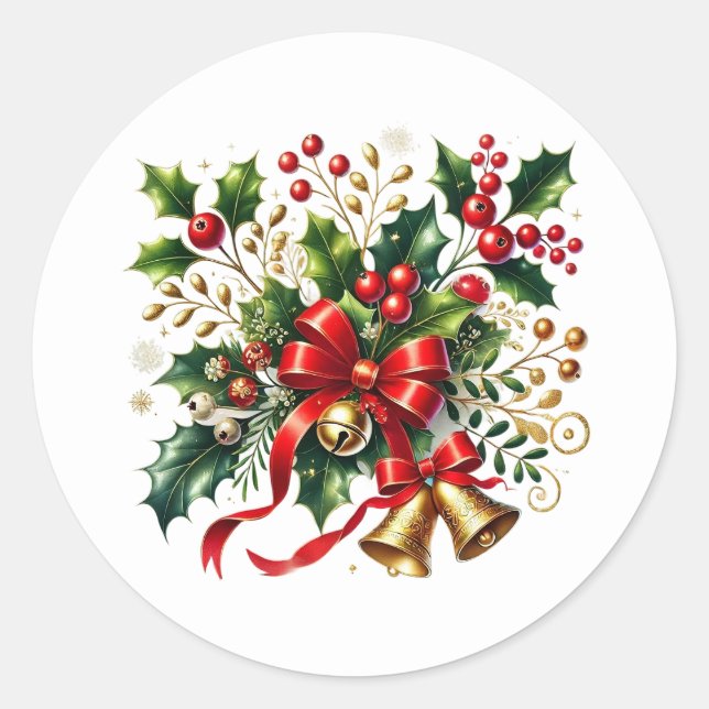 Weihnachtsglocken-Aufkleber  Runder Aufkleber (Vorderseite)