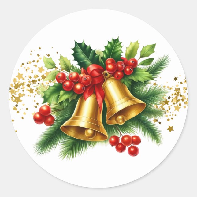 Weihnachtsglocken-Aufkleber  Runder Aufkleber (Vorderseite)