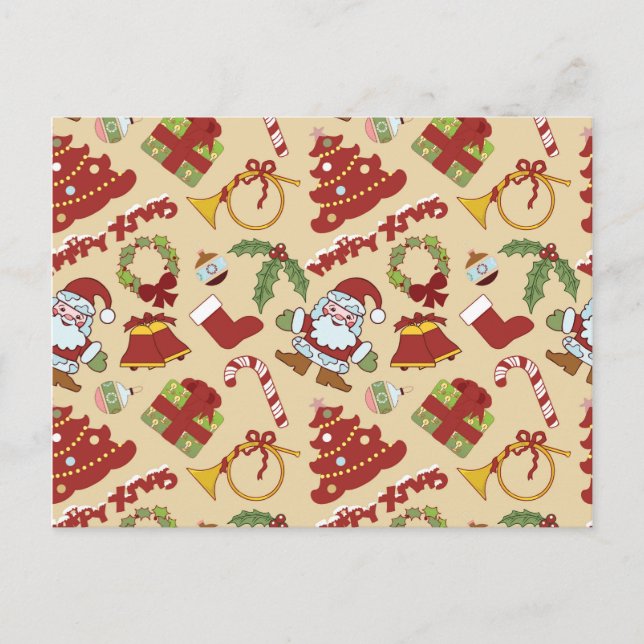 Weihnachtsglocken, Baum und Santa-Clubs Postkarte (Vorderseite)