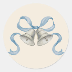 Weihnachtsglocken & Bow-Sticker - blau Runder Aufkleber