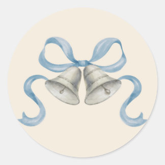 Weihnachtsglocken & Bow-Sticker - blau Runder Aufkleber