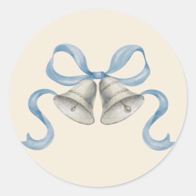 Weihnachtsglocken & Bow-Sticker - blau Runder Aufkleber (Vorderseite)