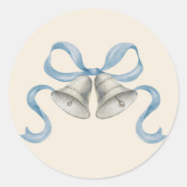 Weihnachtsglocken & Bow-Sticker - blau Runder Aufkleber