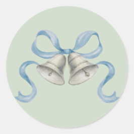 Weihnachtsglocken & Bow-Sticker - blau Runder Aufkleber