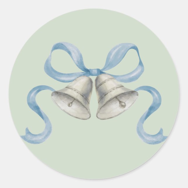 Weihnachtsglocken & Bow-Sticker - blau Runder Aufkleber (Vorderseite)