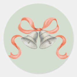 Weihnachtsglocken & Bow-Sticker für Aquarellen - r Runder Aufkleber