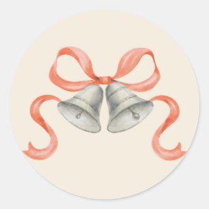 Weihnachtsglocken & Bow-Sticker für Aquarellen - r Runder Aufkleber