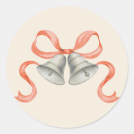 Weihnachtsglocken & Bow-Sticker für Aquarellen - r Runder Aufkleber