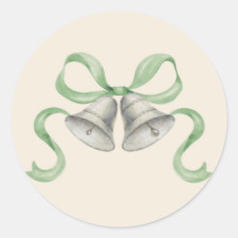 Weihnachtsglocken & Bow-Sticker - grün Runder Aufkleber