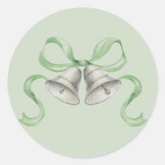 Weihnachtsglocken & Bow-Sticker - grün Runder Aufkleber