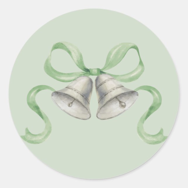 Weihnachtsglocken & Bow-Sticker - grün Runder Aufkleber (Vorderseite)