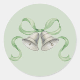 Weihnachtsglocken & Bow-Sticker - grün Runder Aufkleber