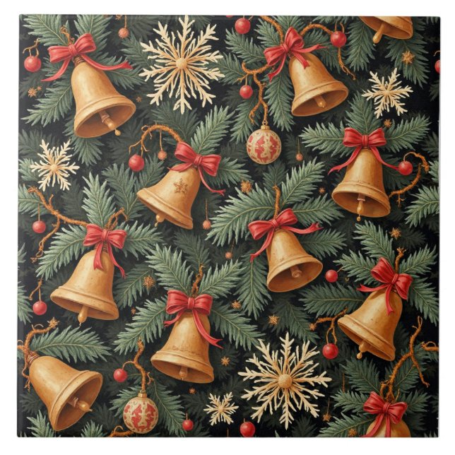 Weihnachtsglocken, Dekoratives Muster. Fliese (Vorderseite)