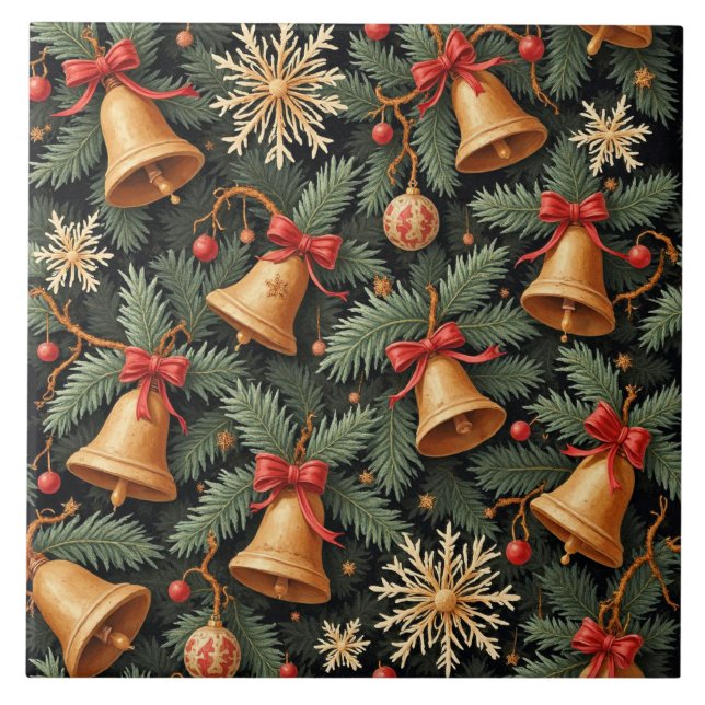 Weihnachtsglocken, Dekoratives Muster. Fliese (Vorderseite)