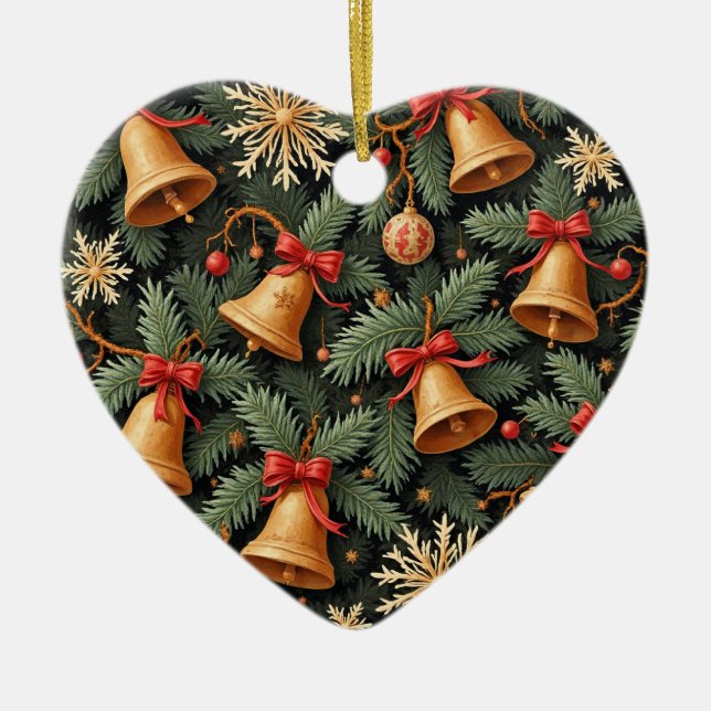Weihnachtsglocken, Dekoratives Muster. Keramik Ornament (Vorne)