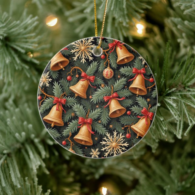 Weihnachtsglocken, Dekoratives Muster. Keramik Ornament (Baum)