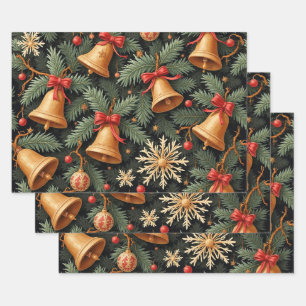 Weihnachtsglocken, Dekoratives Weihnachtsmuster, Geschenkpapier Set