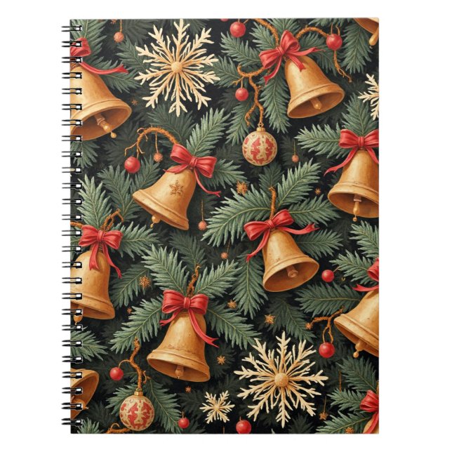 Weihnachtsglocken, Dekoratives Weihnachtsmuster, Notizblock (Vorderseite)