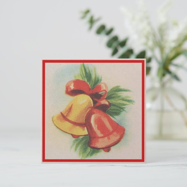 Weihnachtsglocken der 40er Jahre Feiertagskarte (Stehend Vorderseite)