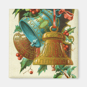 Weihnachtsglocken, festliche Vintage-Grußkarte Magnet
