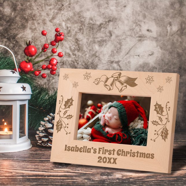 Weihnachtsglocken Holly Verlasst Schneeflocken Cus Geätzte Rahmen (Von Creator hochgeladen)