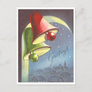 Weihnachtsglocken im Vintage-Stil Feiertagspostkarte