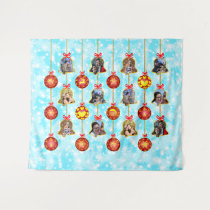 Weihnachtsglocken & Kugel-Ornamente 6 Fotos L-Blue Wandteppich