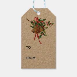 Weihnachtsglocken mit Holly Geschenkanhänger