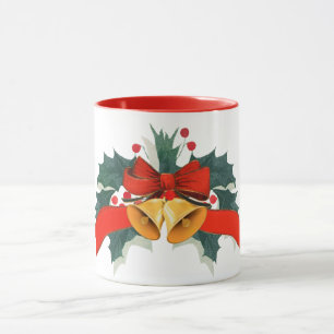 Weihnachtsglocken mit Stechpalmenblättern Tasse