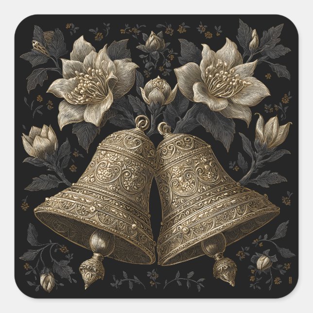 Weihnachtsglocken Quadratischer Aufkleber (Vorderseite)