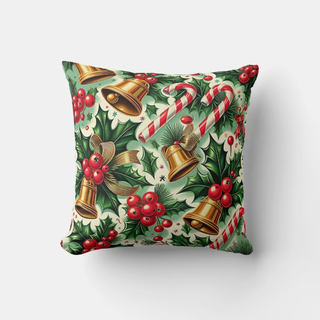 Weihnachtsglocken Stechpalmen Zuckerhut Kunstmuste Kissen (Vorderseite)