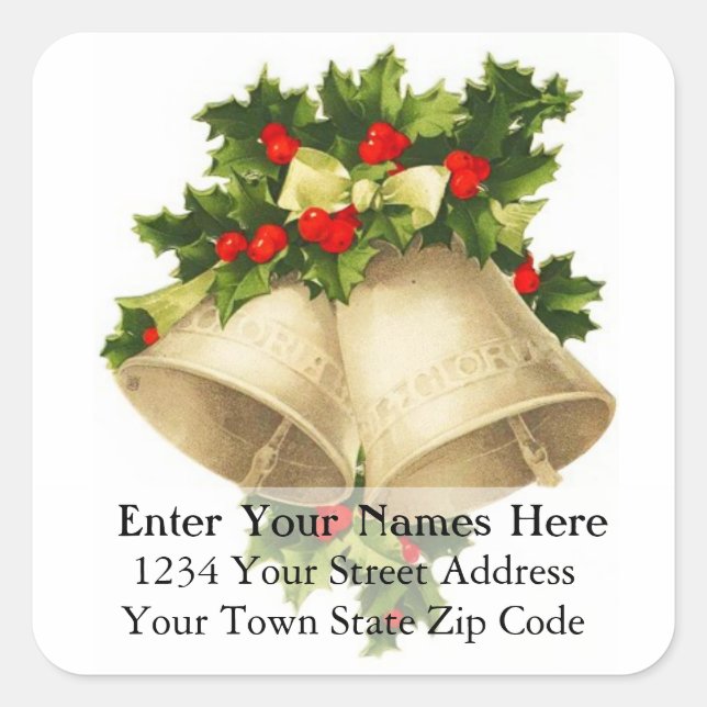 Weihnachtsglocken und Holocaust-Etikett Quadratischer Aufkleber (Vorderseite)