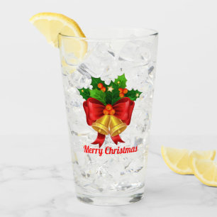 Weihnachtsglocken und Personalisiertes Rotes Band Glas