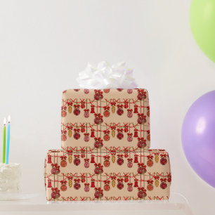 Weihnachtsglocken und Pinecones Urlaub Geschenkpapier