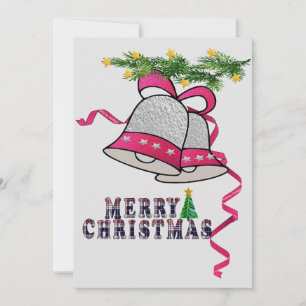 Weihnachtsglocken und rosa Ribbons Feiertagskarte