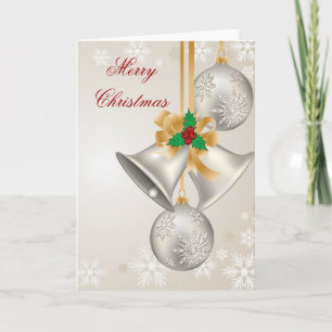 Weihnachtsglocken und -schmuck Grußkarte Feiertagskarte