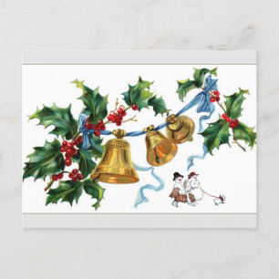 Weihnachtsglocken und Schneemann Feiertagspostkarte