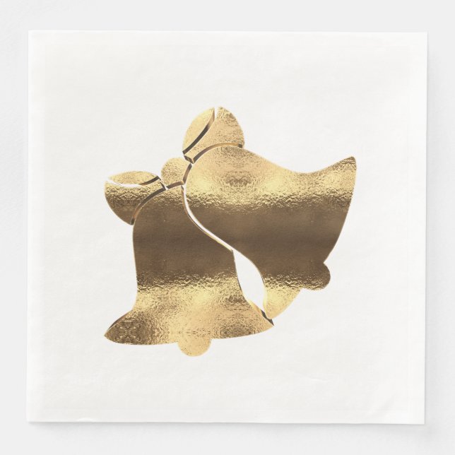 Weihnachtsglocken Weiß und Gold Festival Elegante Serviette (Vorderseite)