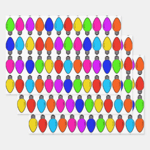 Weihnachtsglühbirnen Muster Wrapping Paper Sheets Geschenkpapier Set