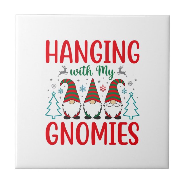 Weihnachtsgnom mit meinen Gnomies Fliese (Vorderseite)