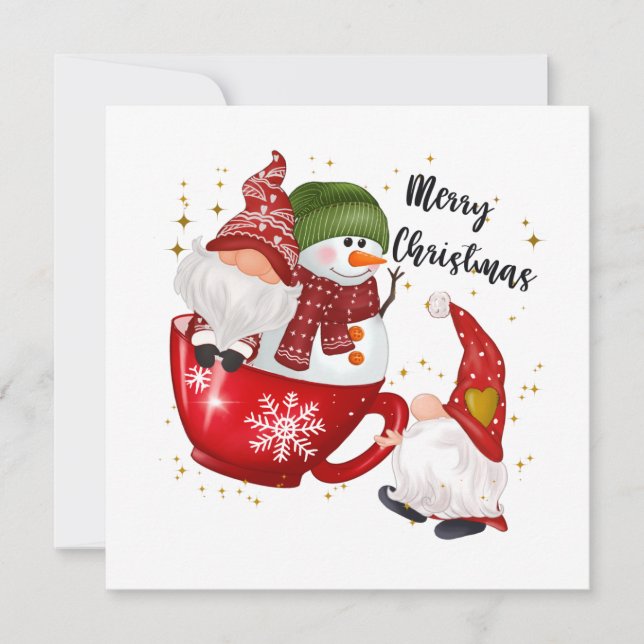 Weihnachtsgnom Snowman Holiday Card Feiertagskarte (Vorderseite)