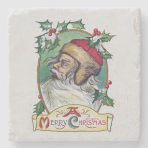 Weihnachtsgnom Vintage Steinuntersetzer
