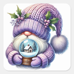 Weihnachtsgnome-Aufkleber Quadratischer Aufkleber