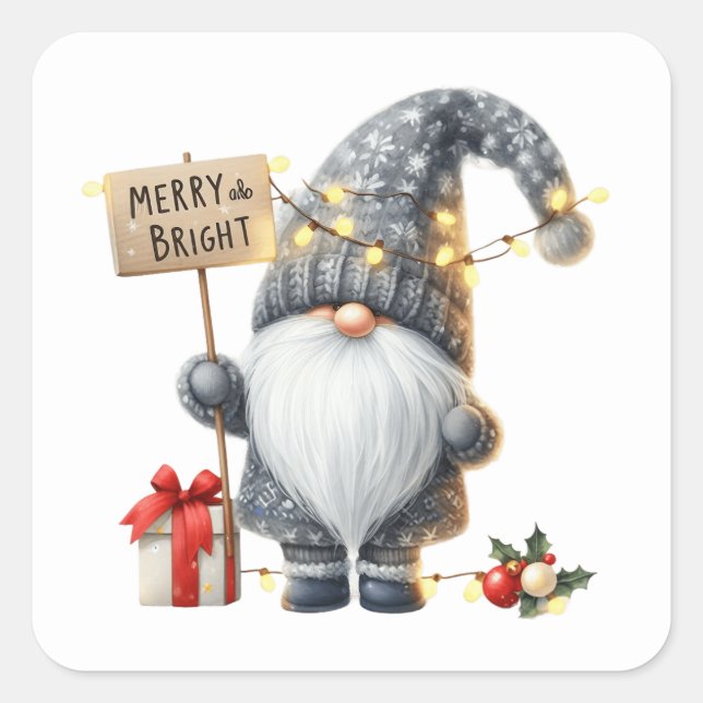 Weihnachtsgnome-Aufkleber Quadratischer Aufkleber (Vorderseite)