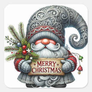 Weihnachtsgnome-Aufkleber Quadratischer Aufkleber
