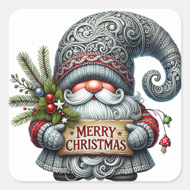 Weihnachtsgnome-Aufkleber Quadratischer Aufkleber (Vorderseite)