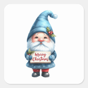 Weihnachtsgnome-Aufkleber Quadratischer Aufkleber