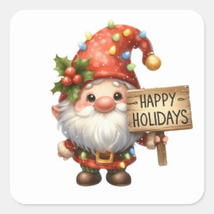 Weihnachtsgnome-Aufkleber Quadratischer Aufkleber