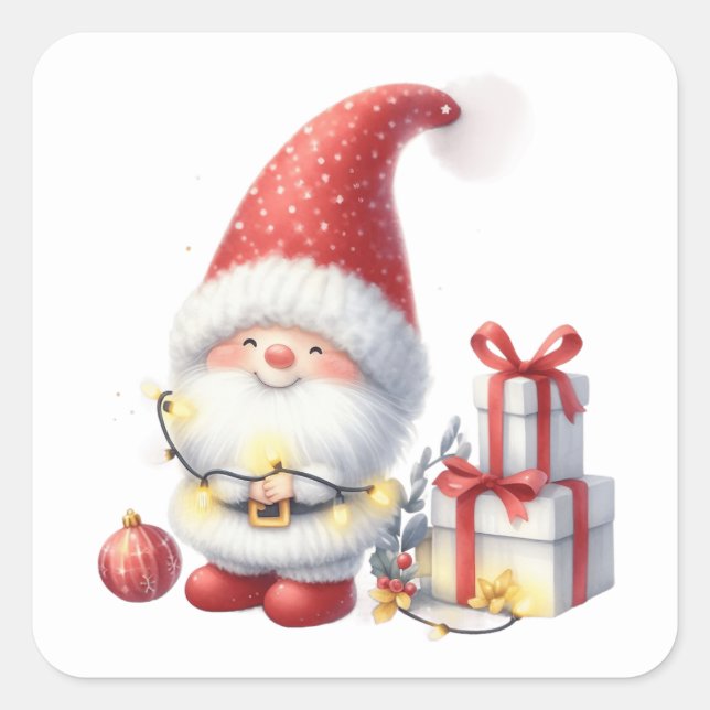 Weihnachtsgnome-Aufkleber Quadratischer Aufkleber (Vorderseite)